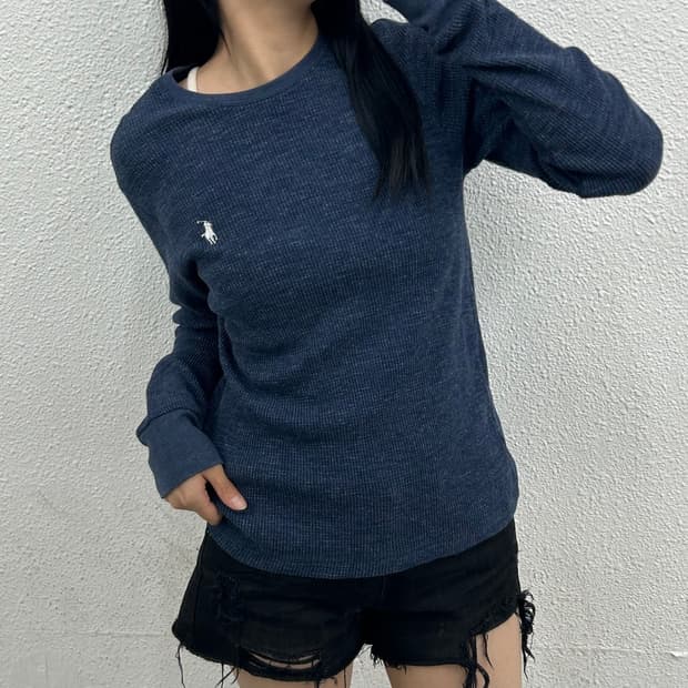 폴로 랄프로렌 화이트포니 네이비 와플티 M