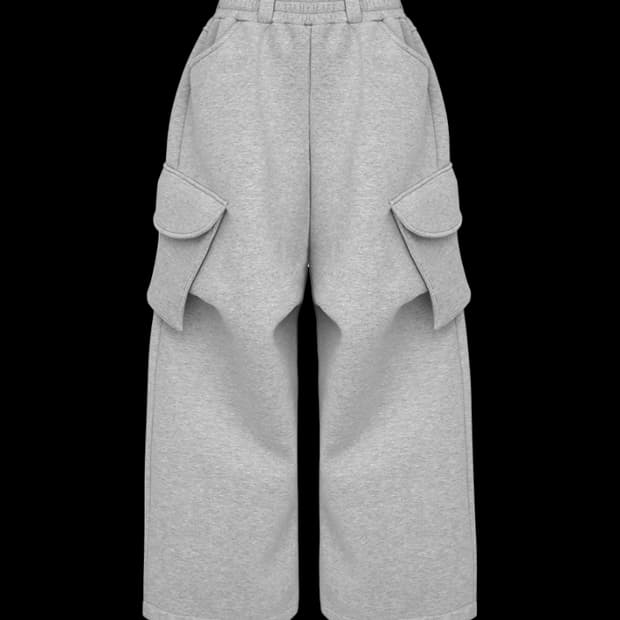 MJD X 코인서울 와이드 카고 스웻 팬츠 멜란지 그레이