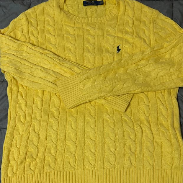 폴로 코튼 케이블니트 L 노랑
