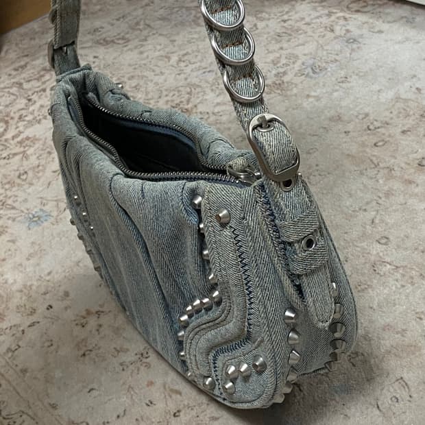 Zara stud denim bag
