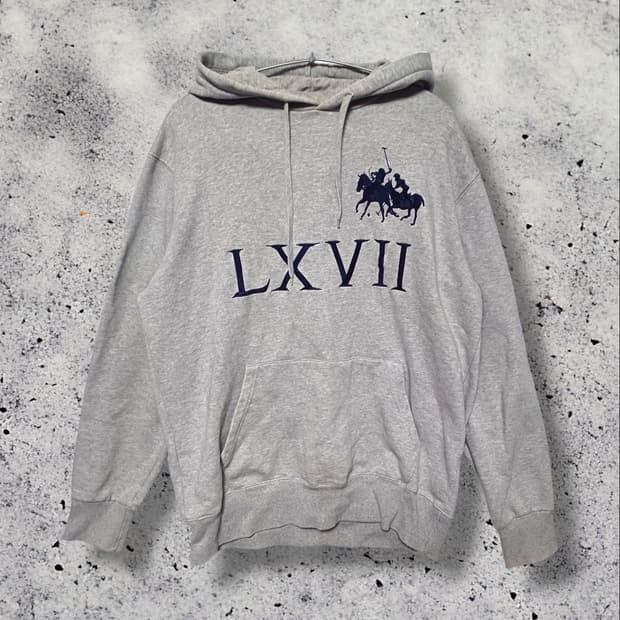 90s 폴로 랄프로렌 헤리티지 그레이 후드티