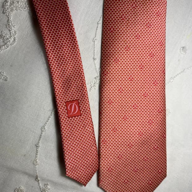 듀퐁 레드 체크 무늬 넥타이