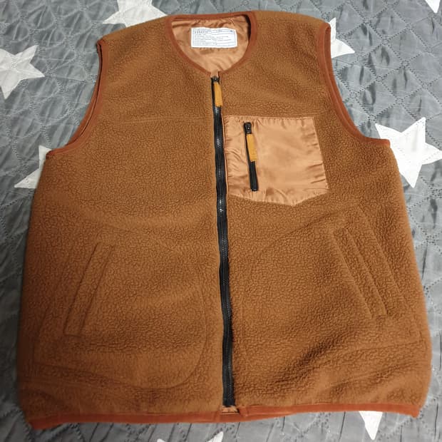 ASNOFIT 포켓집업 플리스 조끼 베스트 브라운 (M)