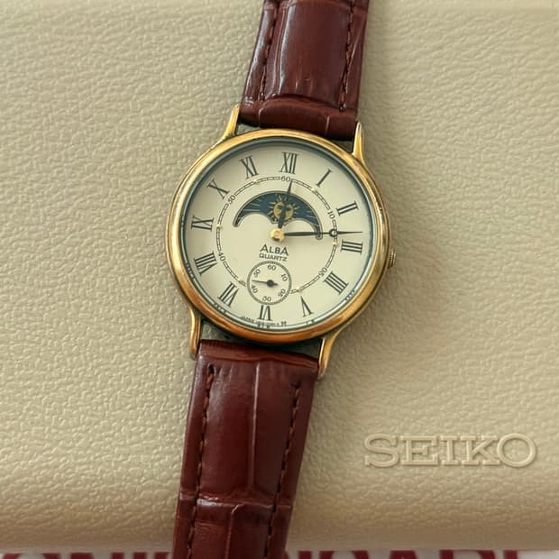 Seiko 세이코 쿼츠 ALBA 선 앤 문 1998