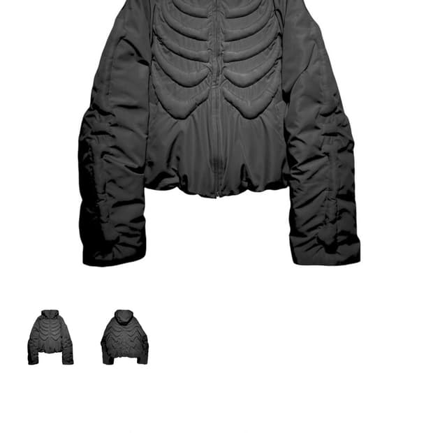 써저리 본 엠보싱 푸퍼 자켓 블랙 사이즈 교환