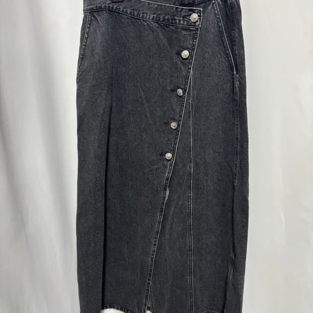 미쏘(MIXXO)앞슬릿 캔톤 데님 롱 스커트 30