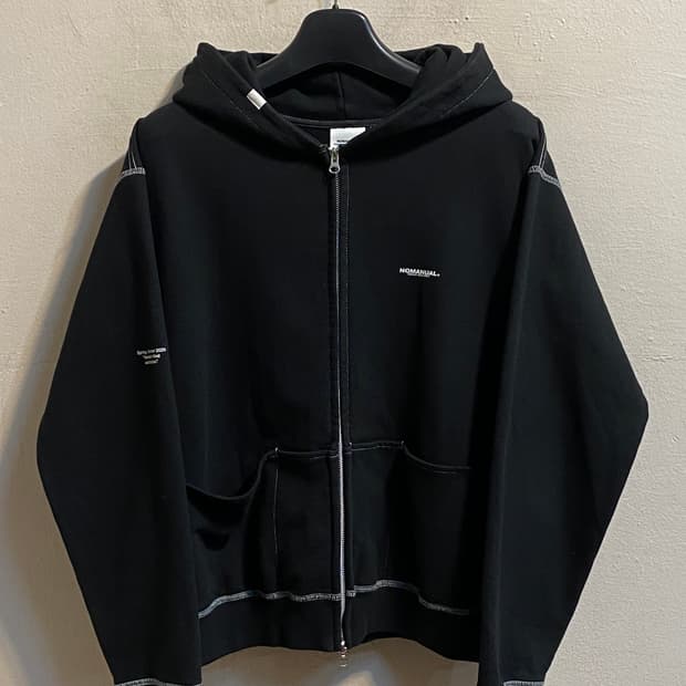 노매뉴얼 로고 집업 후디