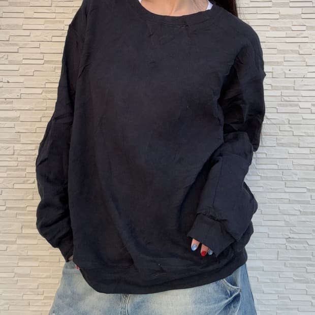 90s RUSSELL 울드스쿨 검정색 맨투맨 