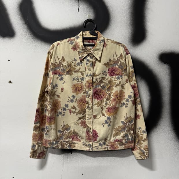 VTG 빈티지 뮤트톤 플라워 패턴 코튼 셔츠 자켓