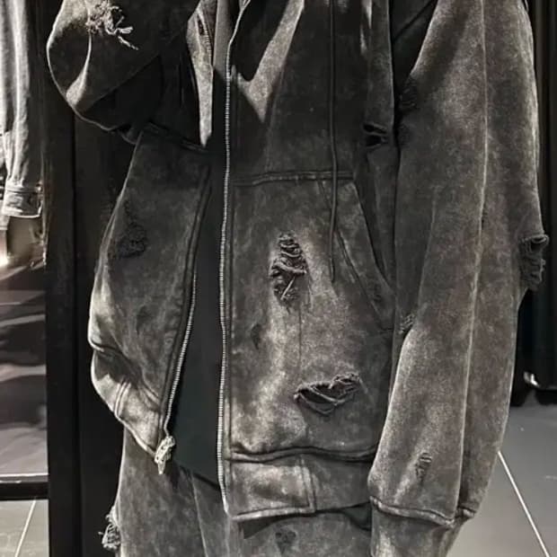 준지 /23fw 디스 브로큰 후드집업 /L