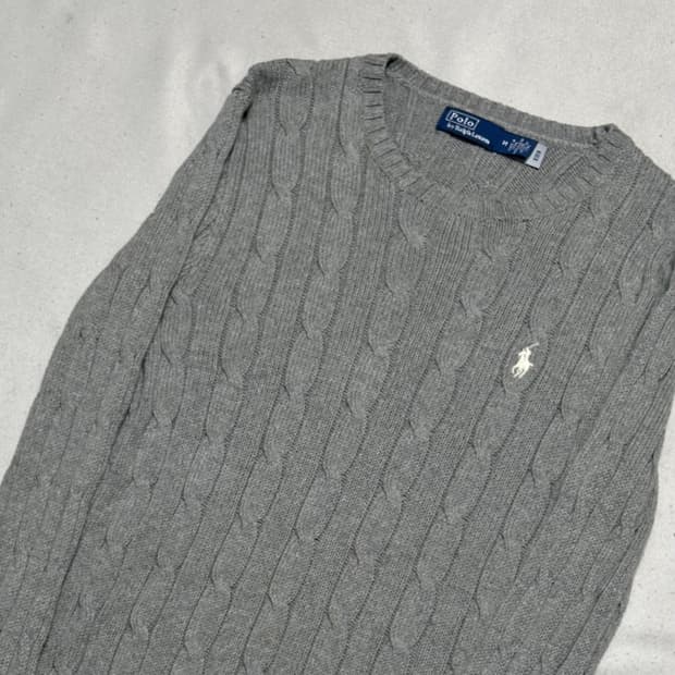 M 폴로랄프로렌 여성용 코튼 케이블 그레이 니트