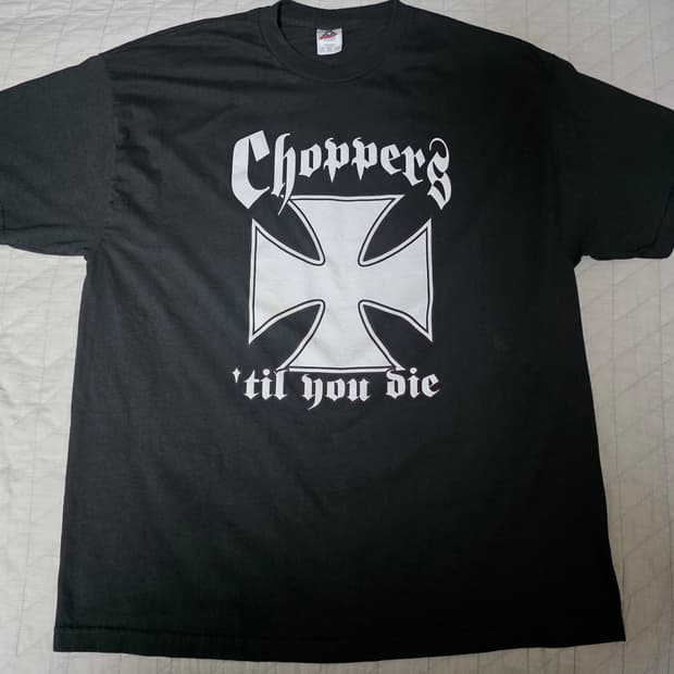 [2XL] 빈티지 Y2K 차퍼스 아이언 크로스 티셔츠 블랙