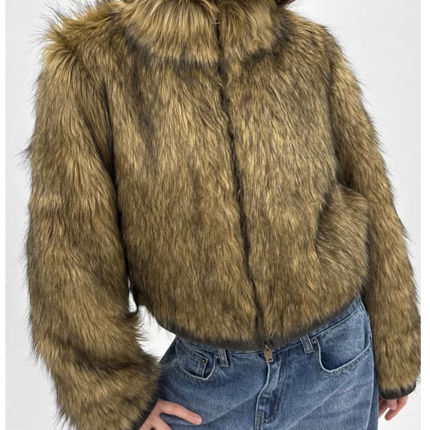 블랙업 퍼자켓 베이지