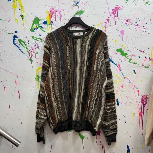 90s 빈티지 Florence Tricot 3D 케이블 니트 스웨터 L