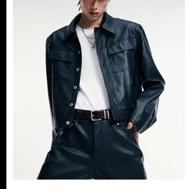 [1]알렌느 레더 트러커 자켓 네이비