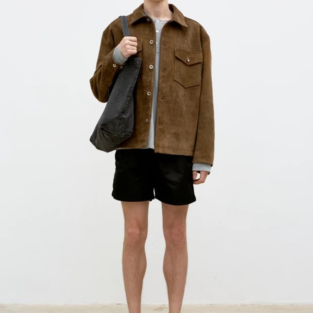 COOR 스웨이드 셔츠 자켓 L 캐멜브라운