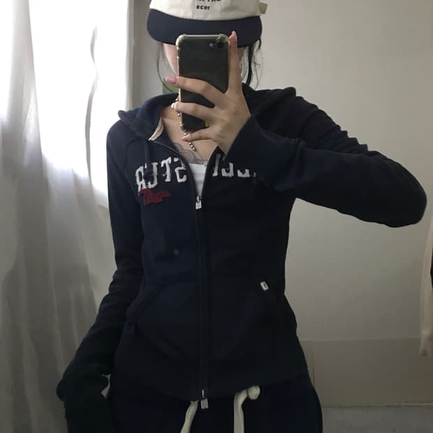 홀리스터 네이비 슬림핏 후드집업