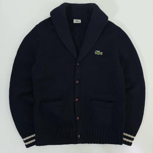 Lacoste  라코스테 더블포켓 숄카라 울니트 가디건 