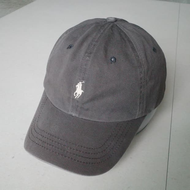 90s 폴로 대만제 가죽스트랩 볼캡 차콜