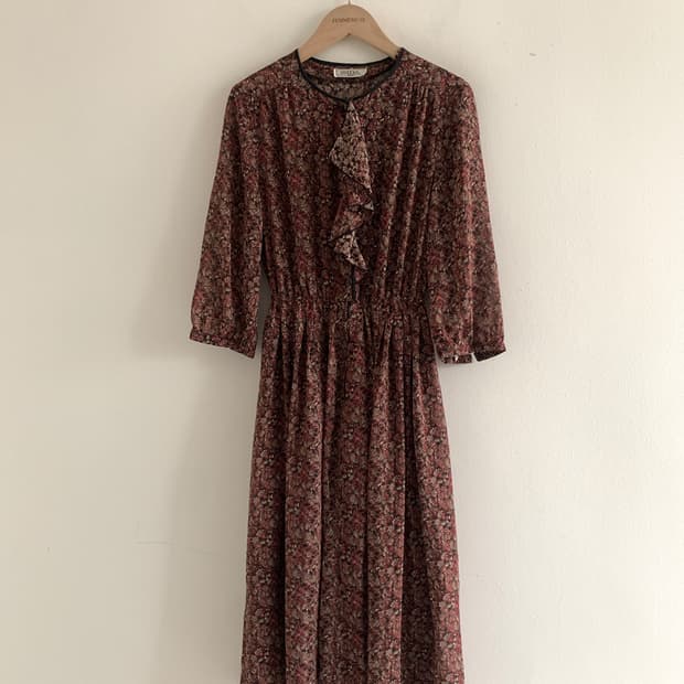 Scarf Neck Floral Dress