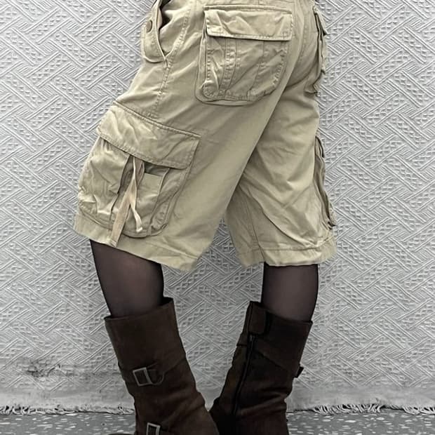 빈티지 밀리터리 사파리 헌팅 스트릿 카고 반바지 L C10804