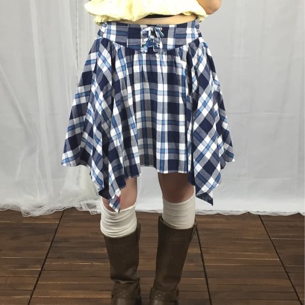 LOVE RABBY Girls Blue Plaid Skirt