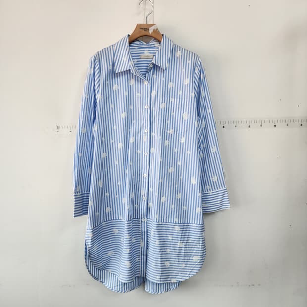 올리비아 허슬러 블루 스트라이프 롱 원피스 겸 셔츠