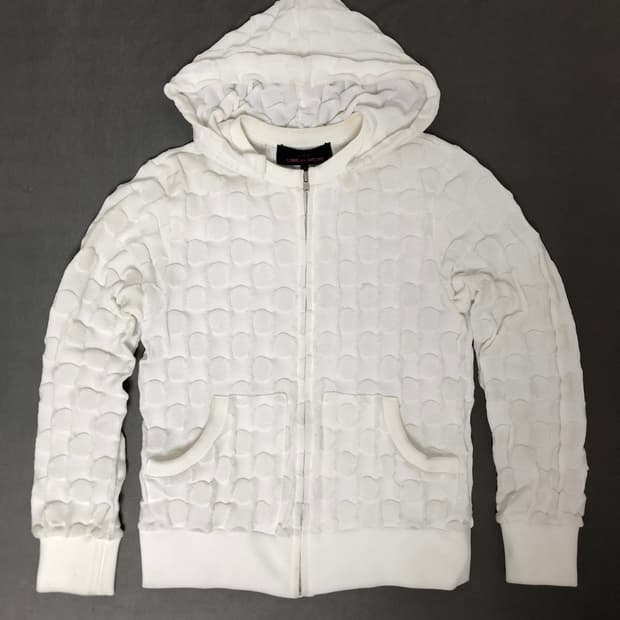 꼼데가르송 트리콧 도트 후드집업 화이트 S