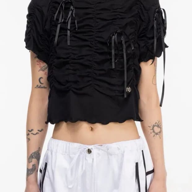 김미더영 리본 셔링탑 G_RIBBON SHIRRING TOP
