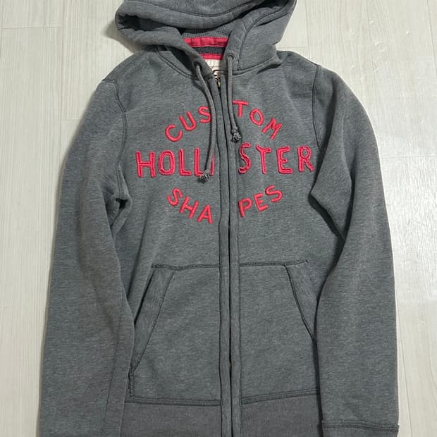 홀리스터 그레이 핑크 오버핏 후드집업 