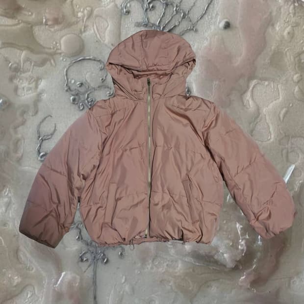 빈티지 모리걸 뮤트핑크 숏패딩 점퍼 후드 러블리