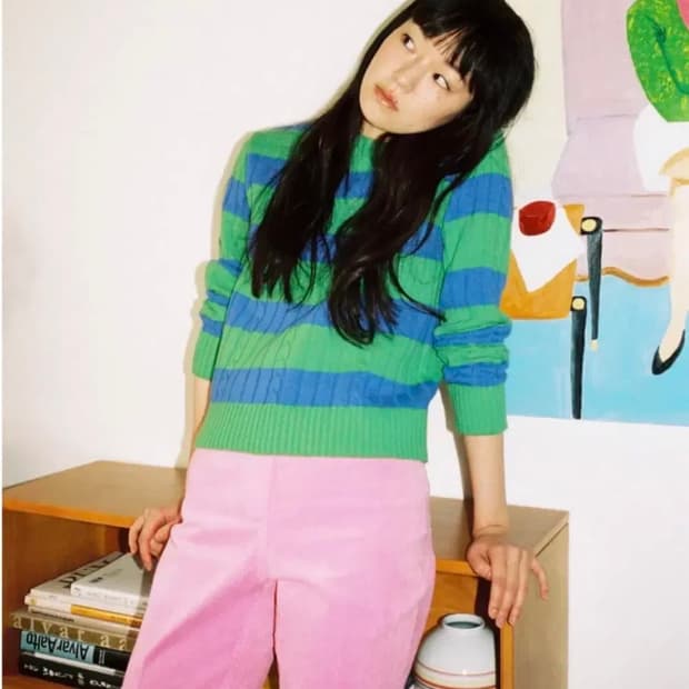 포니테일 스트라이프 니트