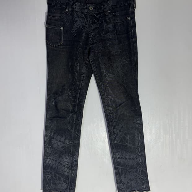 신이치로 아라카와 드래곤 패턴 데님팬츠