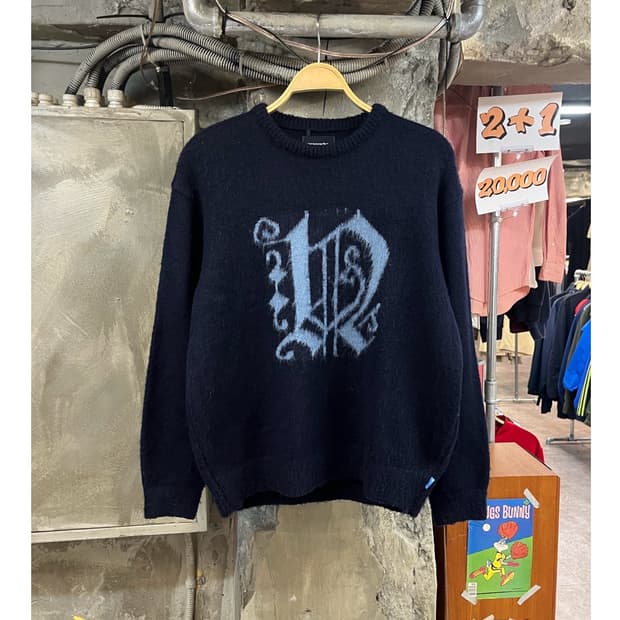 디스이즈네버뎃 빅로고 니트 네이비 S #csz3337