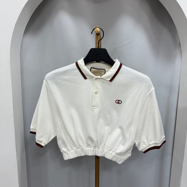 백화점판 새상품급 구찌 카라 PK 크롭 반팔 XS 