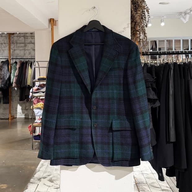 폴로 랄프로렌 그린 블랙와치 싱글 브레스티드 자켓