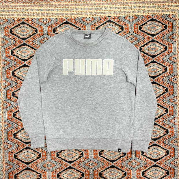 푸마 벨벳 스펠로고 그레이 기모 맨투맨 여성M