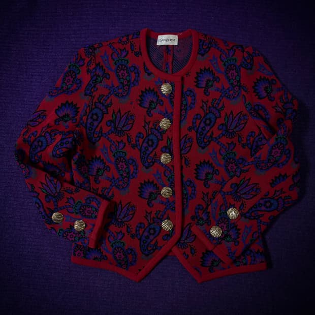80s–90s YSL 입생로랑 Paisley Knit Jacket