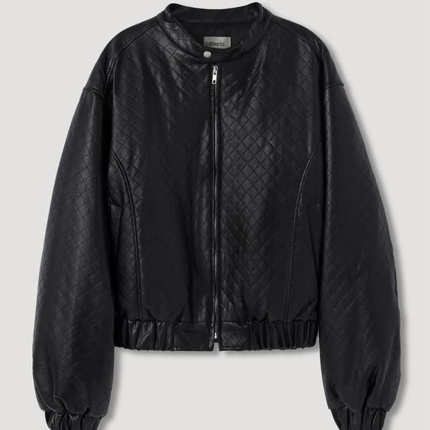 페스토 다이아몬드 퀄팅 레더 점퍼