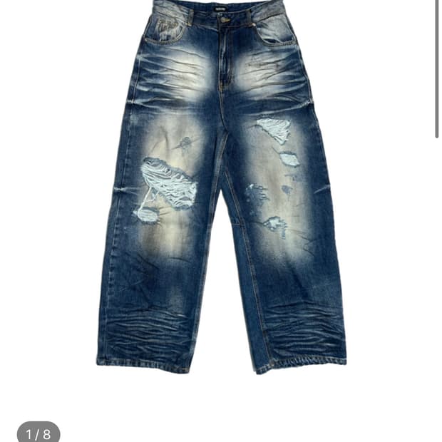 파코서플라이 배기 데님팬츠 네이비