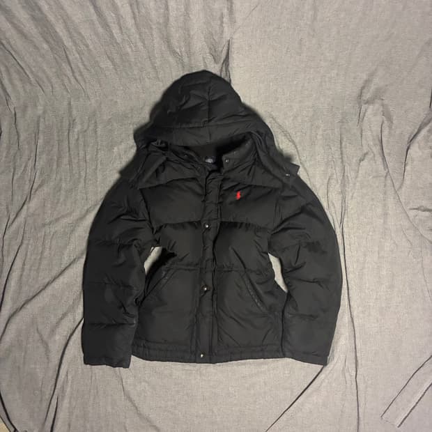 구형 폴로 랄프로렌 블랙 후드 패딩 점퍼