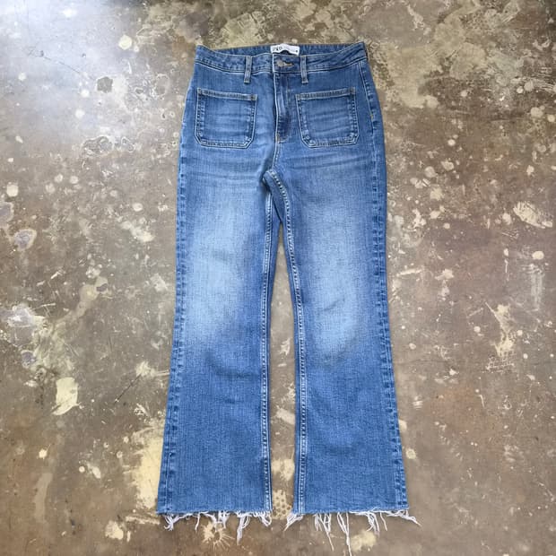 27) ZARA 자라 세미 부츠컷 크롭 청바지 데님팬츠