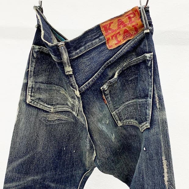 캐피탈 진청 디스트레스 워시드 데님팬츠 