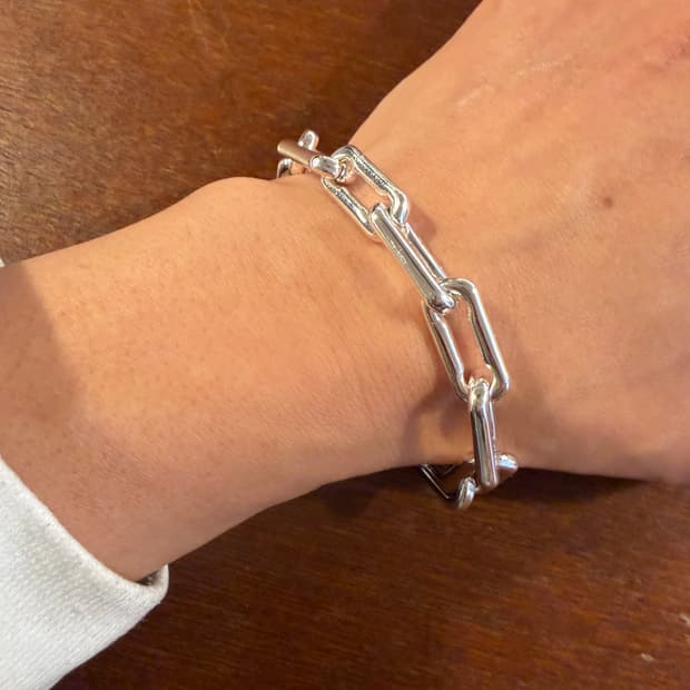 새상품 신주 실버코팅 체인 팔찌