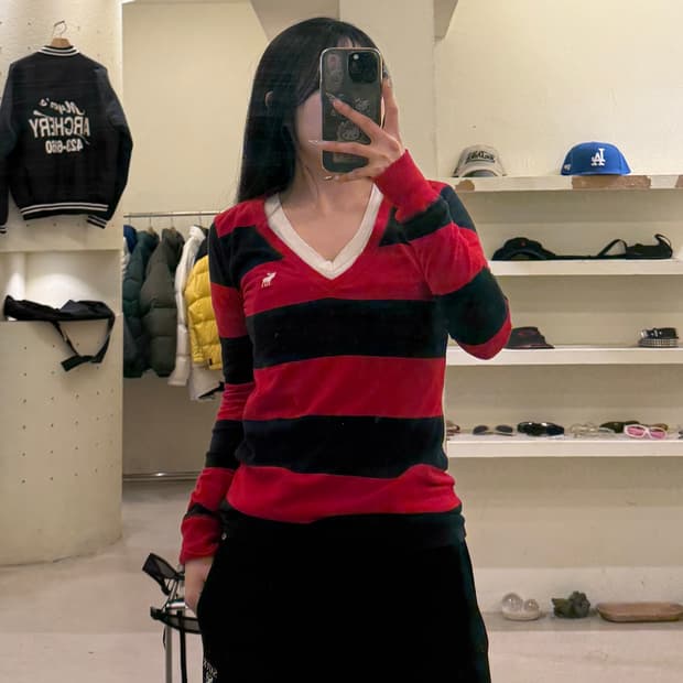 아베크롬비 스트라이프 브이넥 니트 U789