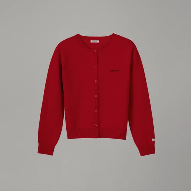 오버듀플레어 울 가디건 레드 프리사이즈