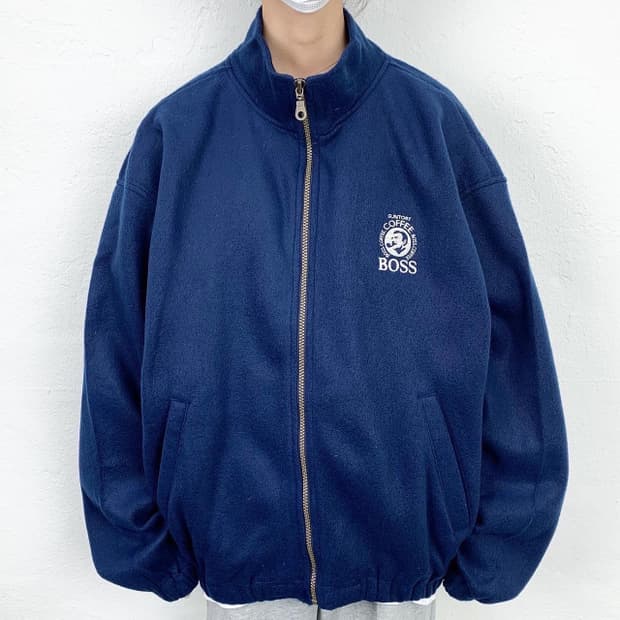 산토리 커피보스 네이비 플리스 집업