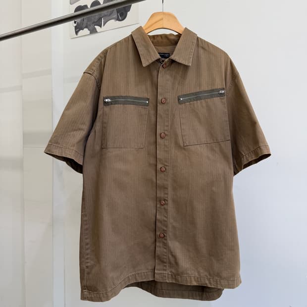 STUSSY 헤링본 코튼 반팔 셔츠 자켓 
