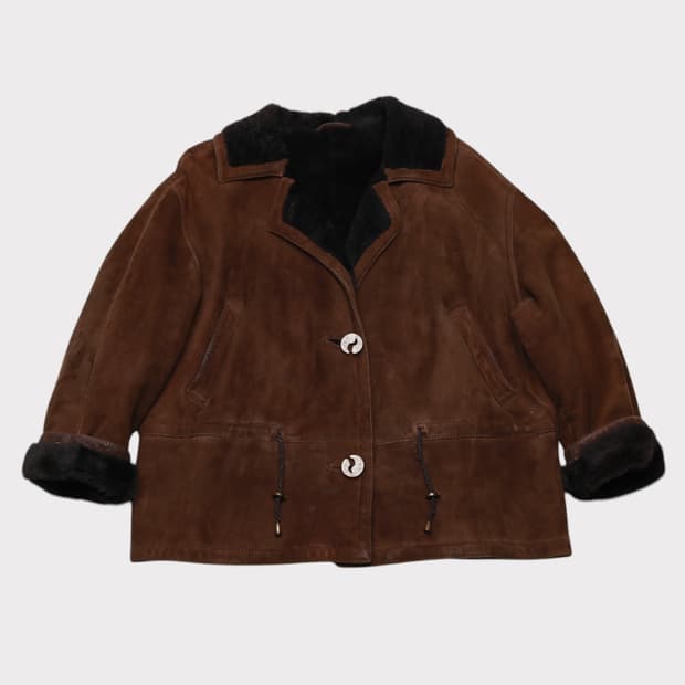 [여성 XL] 빈티지 프랑스 양가죽 시어링 무스탕 자켓