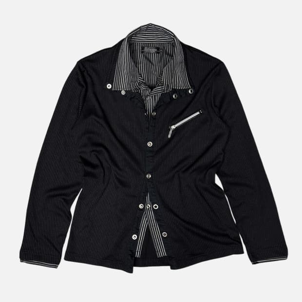 GILEVANS ribbed shirt layered jacket